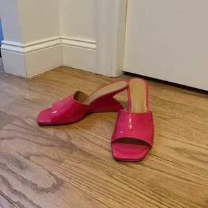 Reformation Pink Enya Wedge Sandal. Worn Once.